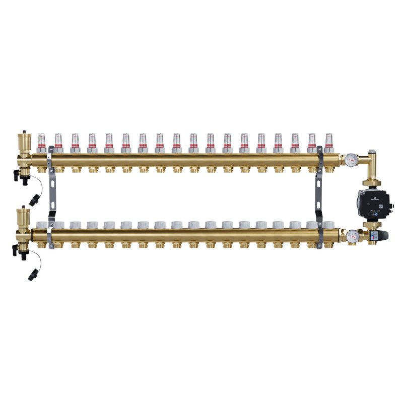 copy of Rozdzielacz mosiężny uzbrojony 2 obwodowy do ogrzewania podłogowego C.O.