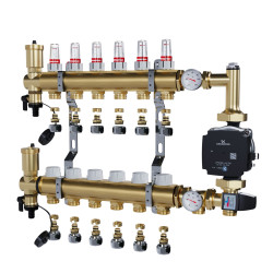 copy of Rozdzielacz mosiężny uzbrojony 2 obwodowy do ogrzewania podłogowego C.O.