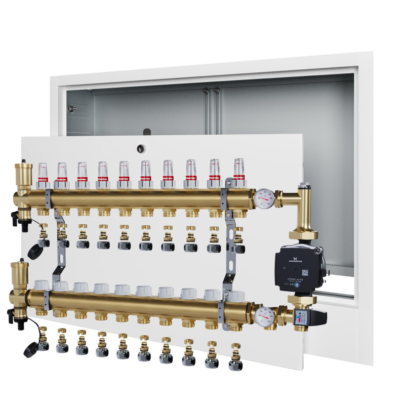 copy of Rozdzielacz mosiężny uzbrojony 2 obwodowy do ogrzewania podłogowego C.O.