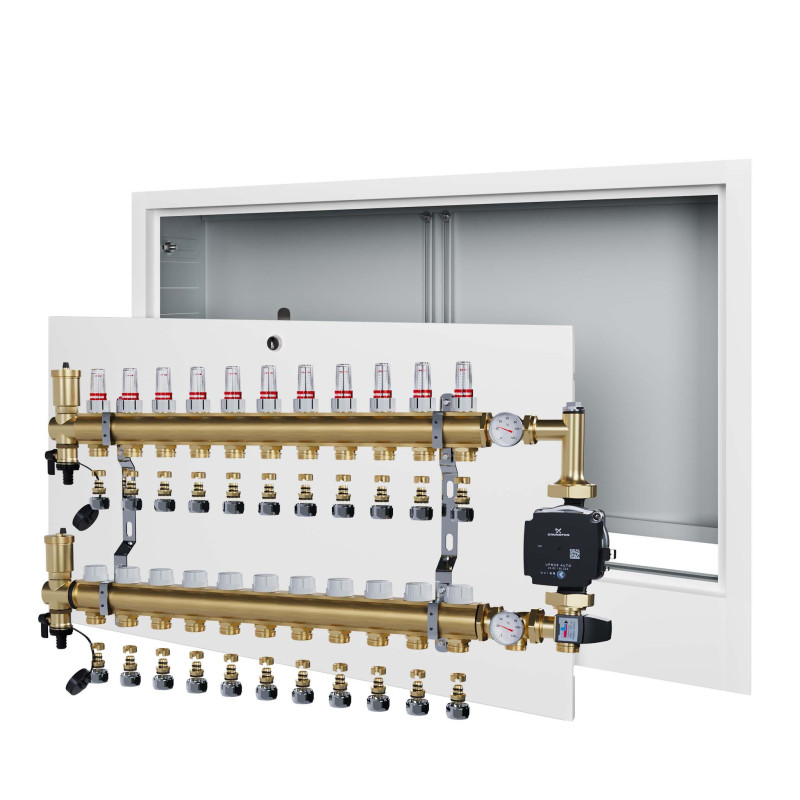 copy of Rozdzielacz mosiężny uzbrojony 2 obwodowy do ogrzewania podłogowego C.O.