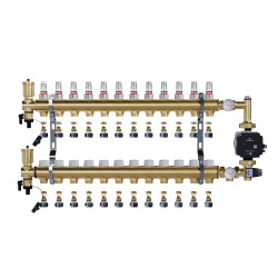 copy of Rozdzielacz mosiężny uzbrojony 2 obwodowy do ogrzewania podłogowego C.O.