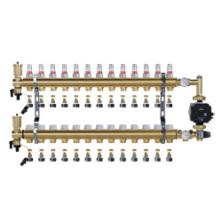 copy of Rozdzielacz mosiężny uzbrojony 2 obwodowy do ogrzewania podłogowego C.O.