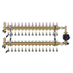copy of Rozdzielacz mosiężny uzbrojony 2 obwodowy do ogrzewania podłogowego C.O.