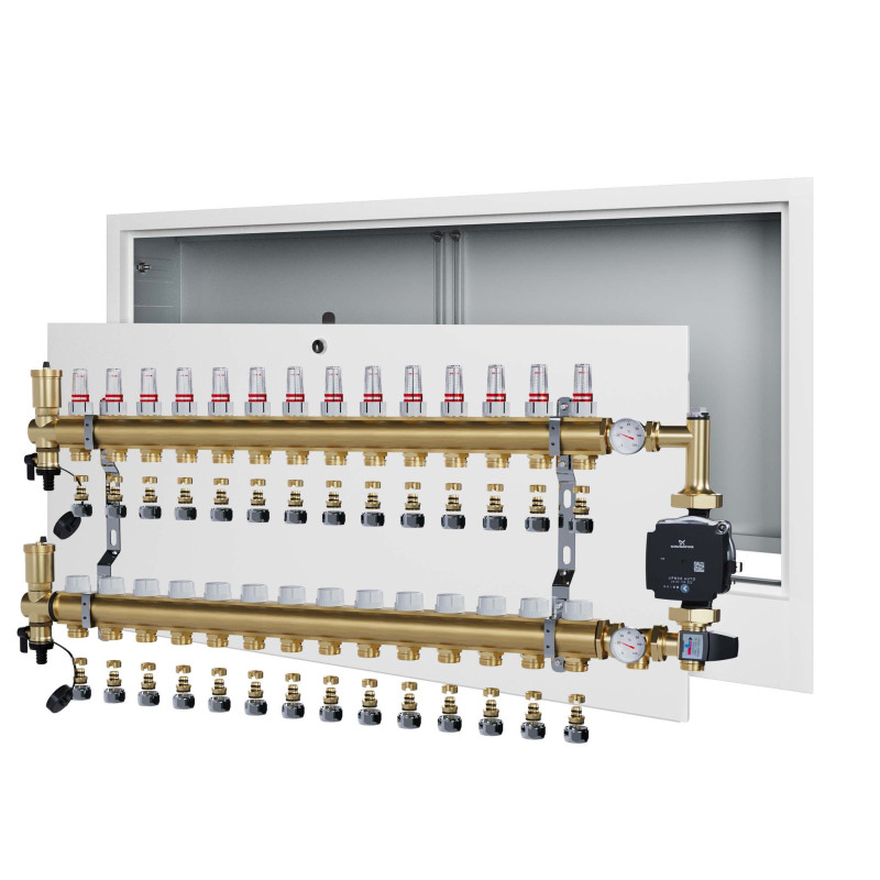 copy of Rozdzielacz mosiężny uzbrojony 2 obwodowy do ogrzewania podłogowego C.O.