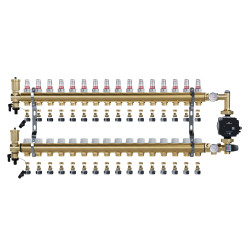 copy of Rozdzielacz mosiężny uzbrojony 2 obwodowy do ogrzewania podłogowego C.O.