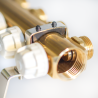 Rozdzielacz mosiężny 13 obwodowy ze złączkami PEX + Pompowa GRUNDFOS oraz SKRZYNKA NATYNKOWA do ogrzewania podłogowego C.O.