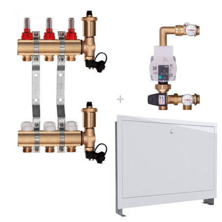 rozdzielacz + pompa + skrzynka podtynkowa