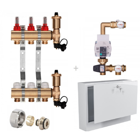 rozdzielacz + złączki + pompa + skrzynka natynkowa